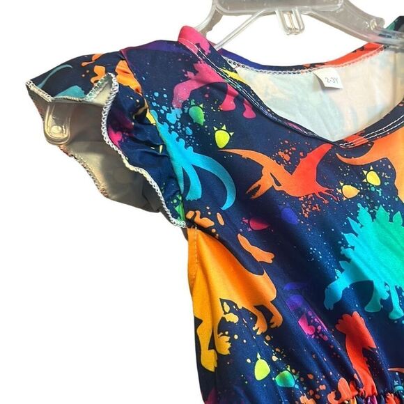 Cosmic Dinosaur dress size 7/8 - Picture 2 of 4